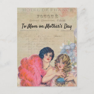 Cartão Postal Cabelos Show Meninas Hotel França Flores Penas