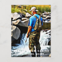 *~* Cabin Man Sun Fish Stream Maine AP49