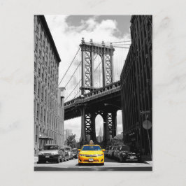 Cartão Postal Cabina amarela perto da Ponte de Manhattan, Nova I