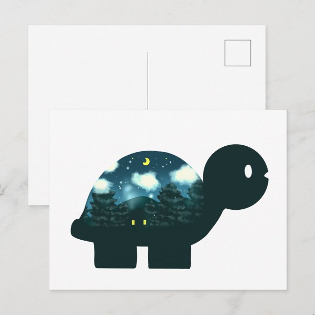 Cartão Postal Cabina De Céu Noturno Na Tartaruga Florestal (Frente/Verso)