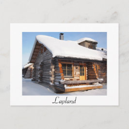 Cartão Postal Cabina de madeira coberta de neve na Lapland — car