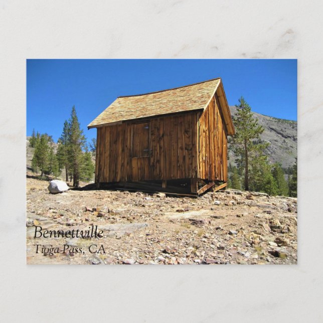 Cartão Postal Cabina em Bennettville, Passagem de Tioga, Califór (Frente)