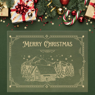 Cartão Postal Cabine de Natal Verde e Dourado Vintage