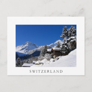 Cartão Postal Cabines de madeira cobertas de neve na Suíça