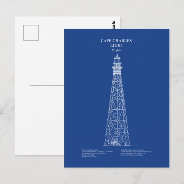 Cartão Postal Cabo Charles Lighthouse - Virgínia - AD (Frente/Verso)