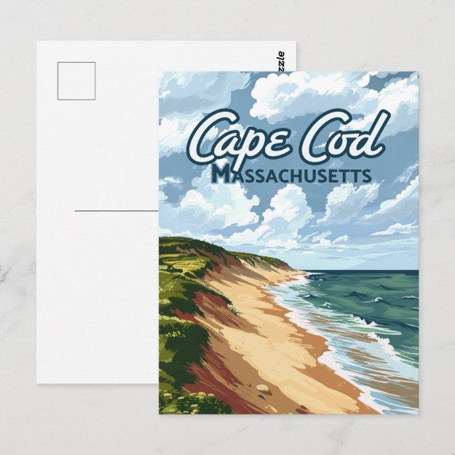 Cartão Postal Cabo Cod Beach Seashore Massachusetts Blue (Frente/Verso)