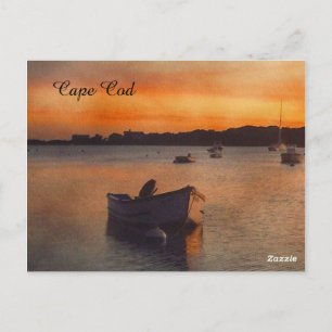 Cartão Postal Cabo Cod Boats no Sunset Posta Card
