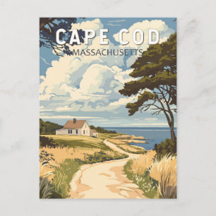 Cartão Postal Cabo Cod Massachusetts Viagem Arte Vintage