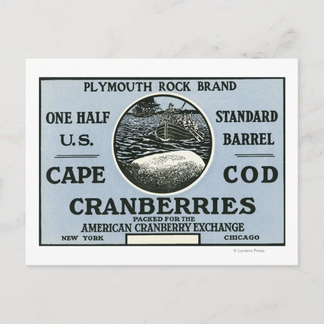 Cartão Postal Cabo Cod Plymouth Rock Marca Cranberry (Frente)