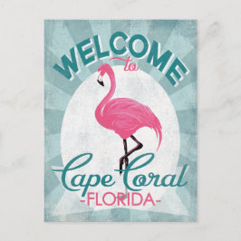 Cartão Postal Cabo Coral Florida Pink Flamingo Retro
