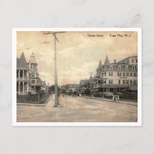 Cartão Postal Cabo May NJ, Ocean Street, c1910 Vintage
