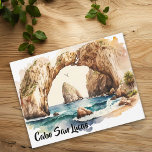 Cartão Postal Cabo San Lucas Mexico Beach Watercolor<br><div class="desc">Este design pode ser personalizado escolhendo a opção Editar Design. Você também pode transferir para outros itens. Entre em contato comigo em colorflowcreations@gmail.com ou use a opção de bate-papo no topo da página se você quiser ter este design em outro produto ou precisar de assistência com este design. Veja mais...</div>