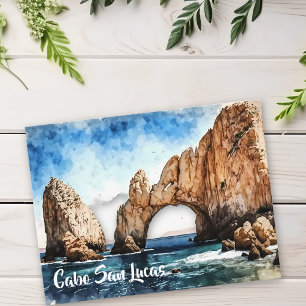 Cartão Postal Cabo San Lucas Mexico Beach Watercolor