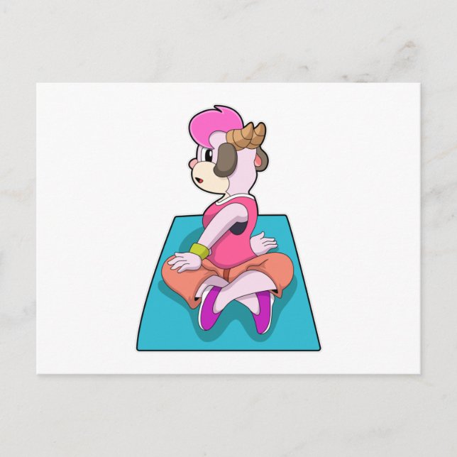 Cartão Postal Cabra no Yoga no tapete de Yoga (Frente)