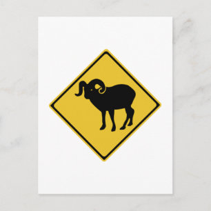 Cartão Postal Cabras Montesas Atravessando, Sinal de Trânsito, C