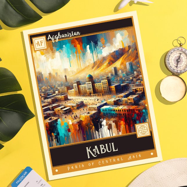 Cartão Postal Cabul, Afeganistão | Vintage Painting (Criador carregado)