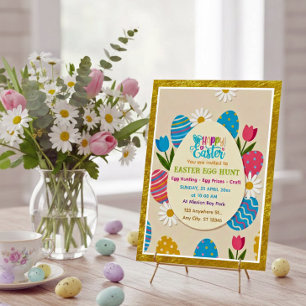 Cartão Postal Caça aos Ovos de Páscoa   Festa Floral em Moldura 