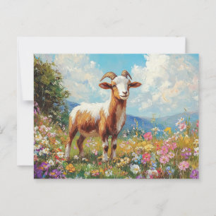Cartão Postal Caça Coca-Colorida Prado de Flor Selvagem