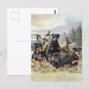Cartão Postal Caça com Jagdterriers, Arte