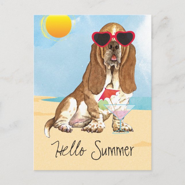Cartão Postal Caça de Basset de Verão (Frente)