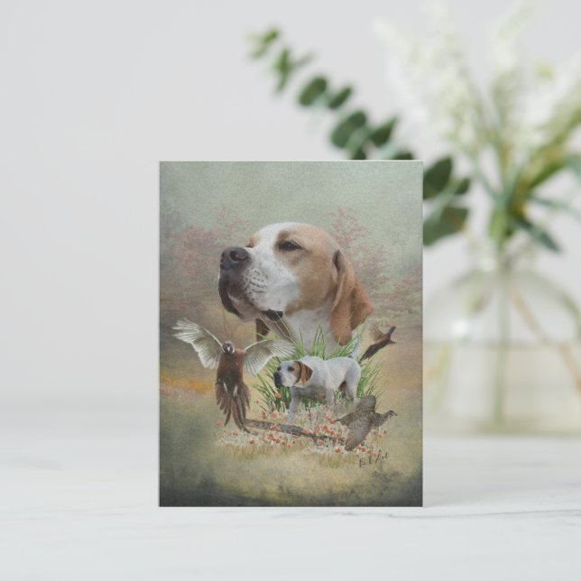 Cartão Postal Caça de faisão com ponteiros, arte (Em pé/Frente)