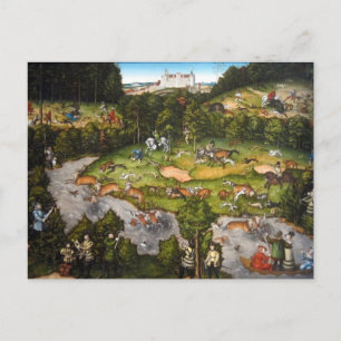 Cartão Postal Caça perto do Castelo Hartenfels - Cranach, o Velh