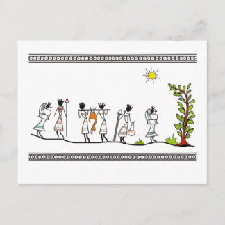 Cartão Postal caça_povos_saura_índia_Tribal_Painting