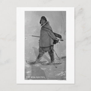 Cartão Postal Caçador de Selo do Alasca com Fotografia de Snows