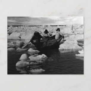 Cartão Postal Caçadores Esquimós Vintage EUA Alasca