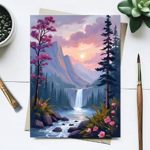 Cartão Postal Cachoeira Caprichosa Paisagem Floral Mágica