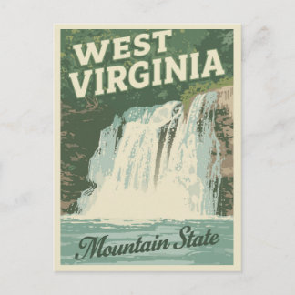 Cartão Postal Cachoeira de West Virginia Viagem Vintage