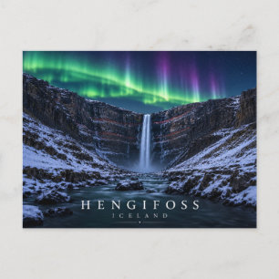 Cartão Postal Cachoeira Hengifoss Argila Vermelha Islândia Auror