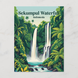 Cartão Postal Cachoeira Sekumpul Indonésia
