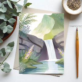 Cartão Postal Cachoeira Sussurro | Paisagem Aquarela da Natureza