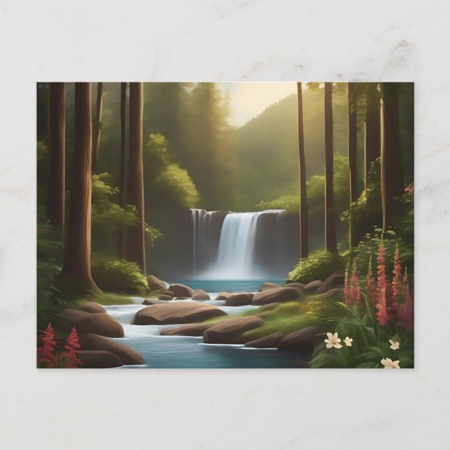 Cartão Postal Cachoeira Tranquila Um Refúgio Pacífico (Frente)