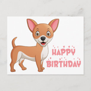 Cartão Postal Cachorrinho Bonito Cartoon Engraçado de Aniversári