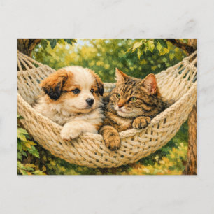 Cartão Postal Cachorrinho e Gatinho,