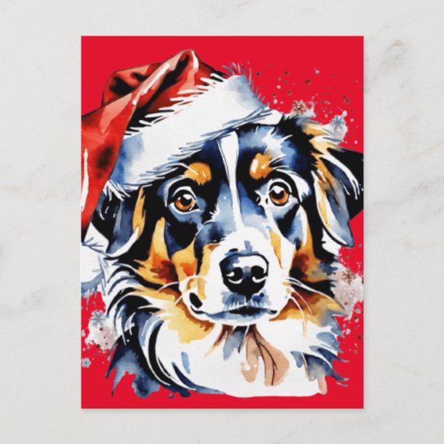 Cartão Postal Cachorrinho fofo de Natal (Frente)