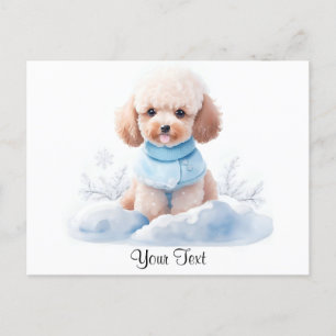 Cartão Postal Cachorrinho Poodle Miniatura Apricot Aquarela