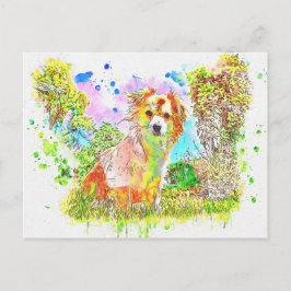 Cartão Postal Cachorro Abstrato de Aquarela