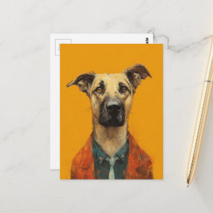Cartão Postal Cachorro adorável em um terno