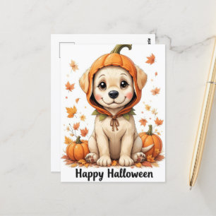 Cartão Postal Cachorro Adorável no Cachorro Doce do Pumpkin