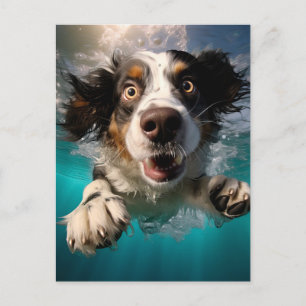 Cartão Postal Cachorro Animado Nascando Debaixo d'Água Desenho