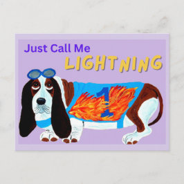 Cartão Postal Cachorro Basset Correndo Só me CHAME DE RELÂMPAGO!