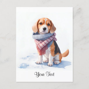 Cartão Postal Cachorro Beagle Personalizado Aquarela Fofa