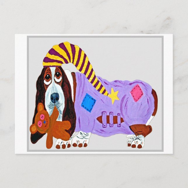 Cartão Postal Cachorro bebê em macacão de pijama (Frente)