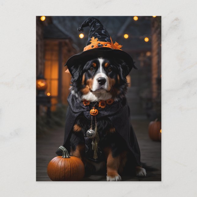 Cartão Postal Cachorro Bernês Spooktacular: Um Halloween Howl-o- (Frente)