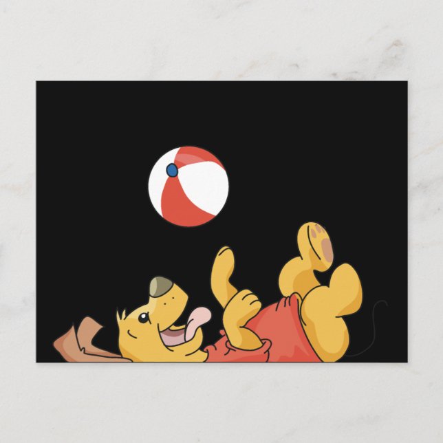 Cartão Postal Cachorro Brincando Com Camisetas e presentes (Frente)
