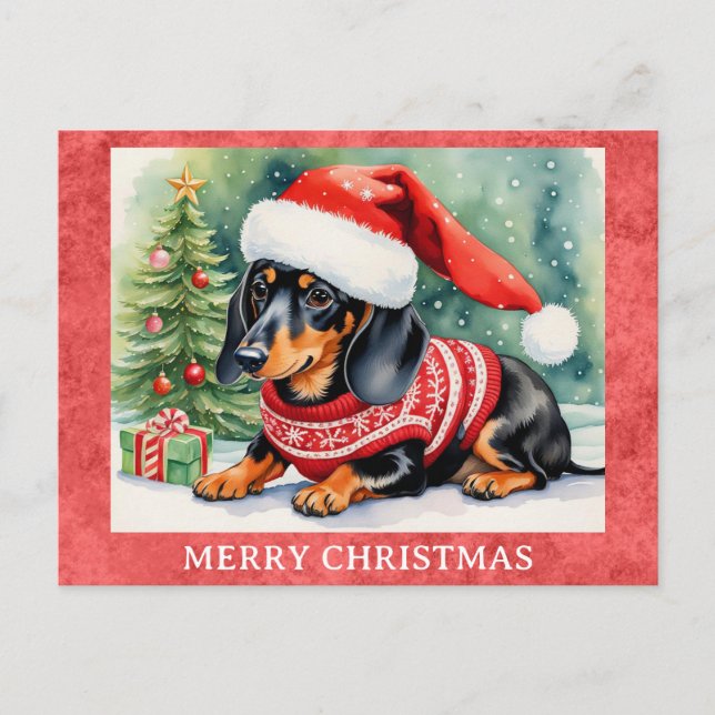Cartão Postal Cachorro-Cachorro Feliz de Natal (Frente)