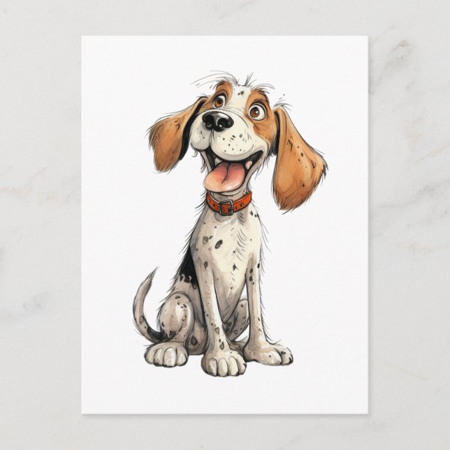 Cartão Postal Cachorro Cartoon Engraçado (Frente)